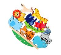 HEALSOPTHY Juego de Bloques de Madera Formas de Animales, Apilamiento de Equilibrio Seguro para Niños, Desarrollo del Pensamiento Lógico y Habilidades Motoras