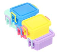 HEALSOPTHY Mini Caja de Almacenamiento para Casa de Muñecas 5 Piezas Contenedores Pequeños de Plástico con Tapa Colores Variados Rosado Amarillo Azul Morado Claro Verde Claro