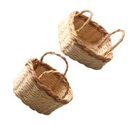 HEALSOPTHY Mini Cestas Tejidas a Mano 2 Piezas Baja y Alta Miniatura para Casa de Muñecas Accesorios para Decoración y Juguetes Creativos Contenedores Pequeños para Manualidades