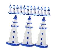 HEALSOPTHY Mini Torre Náutica de Resina con Borde Azul, 15 Piezas para Decoración de Casas de Muñecas, Accesorios de Paisajismo y Fotografía, Suministro para Manualidades y Ambientación