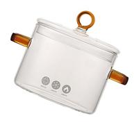 HEALSOPTHY Olla Transparente de Vidrio Borosilicato de 1500ml Doble Asa para Cocinar Sopa y Arroz, Resistente al Calor y Fácil de Limpiar, Adecuado para Reuniones Familiares