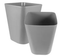 HEALSOPTHY Papelera Cuadrada Pequeña de Plástico Gris Cubo de Basura Apertura Amplia para Oficina Dormitorio Baño y Cocina Set de 2 Unidades Resistente y Versátil para Espacios