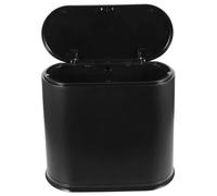 HEALSOPTHY Papelera de Basura con Tapa Presionada para Baño y Sala de Cubo de Basura Ovalado para Reducidos Diseño Moderno y Funcional Color Negro