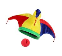 HEALSOPTHY Sombrero de Disfraz de Payaso con Campanas Tintineantes y Nariz de Espuma, Tejido Suave y Transpirable, Accesorio para Carnaval, Fiesta y Desfile, Gorro Divertido