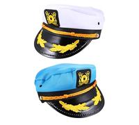 HEALSOPTHY Sombrero de Marinero para Adultos 2 Piezas Blanco y Azul Gorro de Capitán de Yate para Cosplay Fiestas Náuticas y Disfraces Temáticos