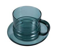 HEALSOPTHY Taza de Café de Vidrio de Borosilicato con Platillo, Resistente al Calor Frío, Capacidad 300ml, Diseño Simple para Uso en Casa o Restaurante
