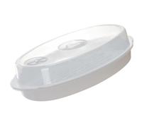 HEALSOPTHY Vaporera Plato de Vapor de Pp Blanco para Cocinar al Vapor en Microondas con Tapa Resistente al Calor Grado Alimenticio para Pescado y Bollos