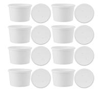 HEALSOPTHY Vasos con Tapa Simple de Papel Kraft de 8 Oz para Helados 25 Juegos Seguros y Saludables para Snacks y Postres en Cafeterías y Fábricas de Alimentos