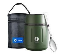 Healter 500ml Termo Comida Caliente Acero Inoxidable Fiambrera Termica Termo Sopa con Bolsa Aislada e Cuchara Plegable Mantener Caliente Durante 12 horas para adultos y niños(Verde)