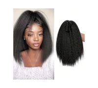 Health Claw - Extensión de cola de caballo recta y rizada sintética Yaki esponjosa para el cuidado personal de las mujeres (negro, 16 pulgadas)