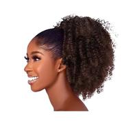 Health - Extensión de cola de caballo corta afro rizada con cordón para mujeres negras, cola de caballo sintética con clips, cuidado personal (marrón chocolate)