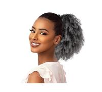 Health - Extensión de cola de caballo corta afro rizada con cordón para mujeres negras, cola de caballo sintética con clips, cuidado personal (gris)