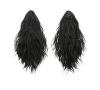 Health - Extensión de cola de caballo de 13 pulgadas, pelo sintético esponjoso rizado, ondulado, con pinzas de garra para el cuidado personal de las mujeres (negro azabache)