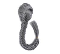 Health - Extensión de cola de pez sintética para mujer, 50 cm, cordón ajustable, con dos clips, trenzas, coleta de caballo, cuidado personal (gris oscuro)
