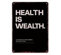 Health Is Wealth Interesting Metal Tin Sign 12x8 Inch