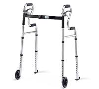 Health Line Massage Products - Andador plegable 3 en 1 con ruedas delanteras de 5 pulgadas, ancho ajustable, compacto, estándar, soporta hasta 350 libras, plegable rápido, 2 ruedas, para personas