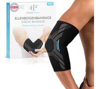 Health Press® Codera - 1 x Codera de talla L - Soporte para codo - Alivio y estabilización de la articulación del codo - Vendaje de compresión profesional - Brazalete de apoyo derecho/izquierdo
