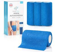 Health Press® Fascia Autoadesiva - 4 Rotoli Azul (10cm x 4,5m) | Bendaggio Coesivo | Fascia di Fissaggio Elastica per Umani e Animali | Resistente all'Acqua, Polvere e Sporco