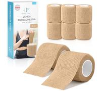 Health Press® Venda Autoadhesiva - 8x Rollos de Vendaje Elástico Beige (5,0cm x 4,5m) | Venda de Fijación Impermeable para Humanos y Animales | Vendaje para Articulaciones, Dedos y Patas