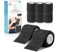 Health Press® Venda Autoadhesiva - 8x Rollos de Vendaje Elástico Negro (5,0cm x 4,5m) | Venda de Fijación Impermeable para Humanos y Animales | Vendaje para Articulaciones, Dedos y Patas