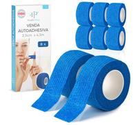 Health Press® Venda autoadhesiva para los dedos - 8 rollos azules (2,5 cm x 4,5 m) | Venda elástica para los dedos | Venda para los dedos resistente al polvo, la grasa y la suciedad