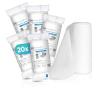 Health Press® Venda de gasa - Venda (6cm x 4m) 20 rollos - Venda elástica - Dispositivo médico - Venda de fijación dermatológicamente probada - Venda Ideal para primeros auxilios y cuidado de heridas