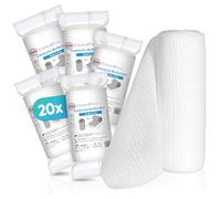 Health Press® Venda de gasa - Venda (8cm x 4m) 20 rollos - Venda elástica - Dispositivo médico - Venda de fijación dermatológicamente probada - Venda Ideal para primeros auxilios y cuidado de heridas