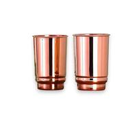 HEALTHANDWEALTH Vasos de cobre puro para agua potable, vasos ayurvédicos de salud, juego de 2 unidades, vasos de cobre para viajeros de 350 ml