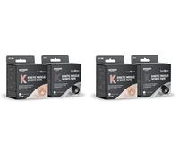 Healthcare by Amazon - Cinta kinesiológica deportiva para musculatura, 5 x 5 cm, paquete de 4, Negro, Beis (Anteriormente una Marca de Amazon Basic Care, el Mismo Producto)