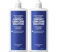 Healthcare by Amazon Solución todo en uno para lentes de contacto con Hidratantes Duales - Para lentes duras, blandas y silicona hidrogel, 2 x 250 ml