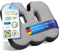 Healthfix® Cojín Ortopédico de Espuma Viscoelástica para Coxis y Ciática - Almohada Ergonómica para Silla de Oficina, Coche o Escritorio - Funda Lavable y Base Antideslizante
