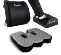 Healthfix® Paquete de cojín ortopédico para oficina, reposapiés y cojín lumbar, ideal para oficina y oficina en casa, mejora la postura sentada, alivia el dolor y aumenta la comodidad