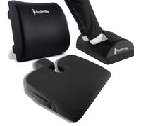 Healthfix® Paquete ergonómico compuesto de: cojín ergonómico en cuña, reposapiés y cojín lumbar | Ideal para la oficina y la oficina en casa | Mejora la postura sentada, alivia el dolor de asiento y