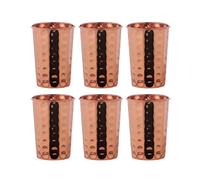 HealthGoodsIn - Juego de 6 vasos de cobre puro martillado | Capacidad de 350 ml (11,8 onzas líquidas de EE. UU.)