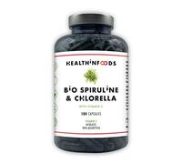 Healthinfoods | Bio Espirulina Y Chlorella Premium | Con 120 Mg De Vitamina C | Detox, Saciante, Aumenta La Absorción De Hierro, Calcio Y Proteínas | Vegano | 180 Cápsulas, 159 g