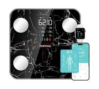 Healthkeep Báscula de Baño,Básculas Inteligentes Digitalescon Función de Frecuencia Cardíaca,15 Datos Corporales,Pantalla VA Extra Grande