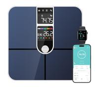 Healthkeep - Báscula de mano con 2 pantallas VA y tecnología de recubrimiento ITO, 16 datos corporales con frecuencia cardíaca APP para Andriod e iOS 180kg/400lb, color plateado