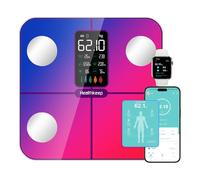 Healthkeep Báscula Grasa Corporal,Básculas Inteligentes Digitalescon Función de Frecuencia Cardíaca,Pantalla VA Extra Grande,15 Datos Corporales