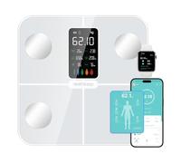 Healthkeep Báscula Grasa Corporal,Básculas Inteligentes Digitalescon Función de Frecuencia Cardíaca,Pantalla VA Extra Grande,15 Datos Corporales (Blanco)