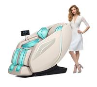 HealthRelife 4D Sillón de Masaje de Cuerpo Completo, 4D Manos Masaje, Shiatsu Cojín de Masaje, Control de Voz, Masaje Térmico de Espalda y Pantorrilla (Beige)