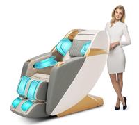 HealthRelife Sillón de Masaje 4D - Sillón Masajeador para Todo el Cuerpo, Silla de Masaje Inteligente Zero Gravity 4D, Manos robóticas con Carril SL, Bluetooth, Color Beige