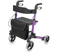 HealthSmart 501-5012-1110 - Andador de ruedas, estilo europeo, plegable, compacto, aluminio ligero, color morado