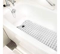HealthSmart Alfombrilla de baño antimicrobiana con ventosas Antideslizantes y Agujeros de Drenaje, Extra Larga, Transparente