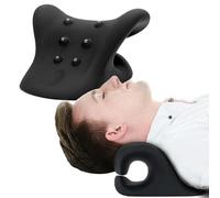 HealthSmart Dispositivo de tracción de cuello y hombro, relajante de cuello y hombros, terapia magnética, alineación de la columna cervical y alivio de la ATM, alivio del dolor de cuello, color negro