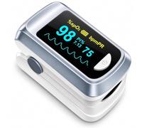 Healthtree JKS50B Pulsioxímetro de Dedo, Oximetro dedo con PI | Lectura Rápida 5-8s SpO2 y Frecuencia Cardíaca, Pantalla OLED Grande, para Hogar Deportes y Viaje, Incluye Pilas AAA y Cordón