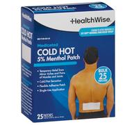 HealthWise Parche de mentol medicado para frío y caliente | 5% mentol | Espalda y áreas grandes | 7.87 x 3.94 pulgadas | 25 unidades | Sin parabenos | Alivia dolores y dolores menores