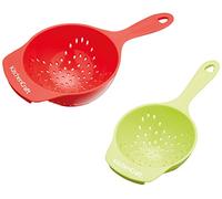 KitchenCraft Healty Eating Plastic Mini Colander Set , incluye un colador de 10 cm (4") y otro de 8 cm (3¼") - Rojo / Verde (Pack de 2)