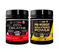 Healthy Fusion Pack Creatina Monohidrato Micronizada 300 g Sabor Sandía + Pre-Workout 300 g Sandía | Beta-Alanina, Taurina y Cafeína | Fuerza, Energía, Alta Solubilidad, Rendimiento Físico