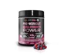 Healthy Fusion Pre-Workout | Energía explosiva, fuerza y resistencia | Creatina, Beta-Alanina, Taurina, Cafeína | Máximo Rendimiento y elimina la fatiga | Sin estimulantes químicos | 300g Frutos Rojos
