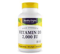 Healthy Origins, Vitamina D3, 2.000UI, Dosis Depot, 360 Cápsulas blandas, Probadas en Laboratorio, Sin Gluten, Sin Soja, No GMO